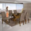 Ver imagem 7 de Conjunto Sala de Jantar Mesa Tampo Vidro 160cm 6 Cadeiras Olímpia New Leifer