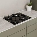 Ver imagem 6 de Cooktop a Gás 4 Bocas Preto com Mesa de Vidro e Trempes em Ferro Fundido Bivolt - Realce