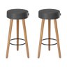 Kit 2 Banquetas Alta Paris Pé Madeira Bar Cozinha Espaco Gourmet Couro Pu Preto - 1