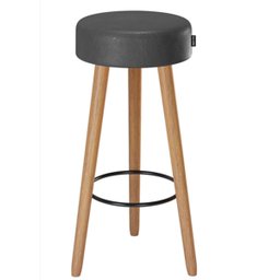 Kit 2 Banquetas Alta Paris Pé Madeira Bar Cozinha Espaco Gourmet Couro Pu Preto - 5