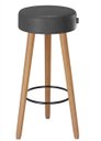 Ver imagem 5 de Kit 2 Banquetas Alta Paris Pé Madeira Bar Cozinha Espaco Gourmet Couro Pu Preto