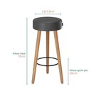 Ver imagem 6 de Kit 2 Banquetas Alta Paris Pé Madeira Bar Cozinha Espaco Gourmet Couro Pu Preto