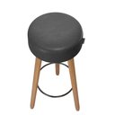 Ver imagem 3 de Kit 2 Banquetas Alta Paris Pé Madeira Bar Cozinha Espaco Gourmet Couro Pu Preto