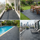 Ver imagem 5 de Kit 12 Peças Deck Modular Plástico 30x30 Quintal Piscina Box Cinza Liso