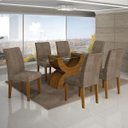 Ver imagem 1 de Conjunto Sala de Jantar Mesa Tampo Vidro 160cm 6 Cadeiras Olímpia New Leifer