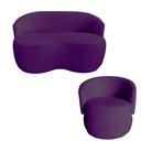 Ver imagem 1 de Kit Namoradeira + Poltrona Decorativa Beatriz Orgânica Veludo Roxo