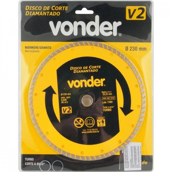 Disco de corte diamantado 230 mm turbo V2 Vonder - 2