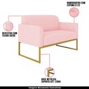 Ver imagem 6 de Conjunto Namoradeira e Poltrona Decorativa Isabella Base Industrial Suede Rosa Bebê/Dourado - Gran B