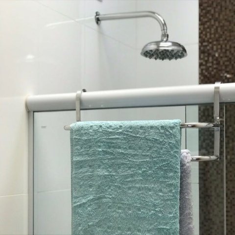 Suporte Duplo Porta Toalhas Toalheiro para Box Alto Brilho