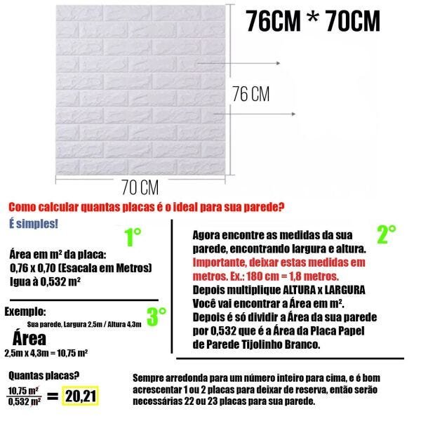 Papel de Parede 3D Kit 10 Placas Painel 70 x 76 cm Adesivo Casa Sala Quarto - 6