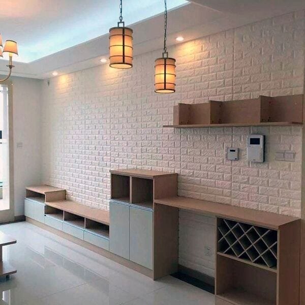 Papel de Parede 3D Kit 10 Placas Painel 70 x 76 cm Adesivo Casa Sala Quarto - 5