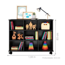 Estante Nicho Com Rodízios Kansas Preto Com Gavetas Brancas - 3