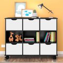 Ver imagem 1 de Estante Nicho Com Rodízios Kansas Preto Com Gavetas Brancas