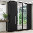 Ver imagem 1 de Guarda-Roupa 4 Portas 2 Gavetas com Espelho 181cm Splendore Preto
