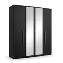 Ver imagem 2 de Guarda-Roupa Solteiro com Espelho 4 Portas 2 Gavetas 181 x 206cm Splendore Yescasa Preto