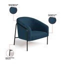 Ver imagem 4 de Poltrona Sala Industrial Alta Preto Kit 2 Stella Bouclê Azul M D03 - D’Rossi