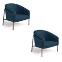 Ver imagem 2 de Poltrona Sala Industrial Alta Preto Kit 2 Stella Bouclê Azul M D03 - D’Rossi