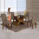 Ver imagem 7 de Conjunto Sala de Jantar Mesa Tampo Vidro 120cm 4 Cadeiras Olímpia New Leifer