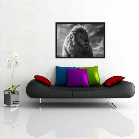 Quadro Decorativo Leão Animais Salas Decorações Interiores Com Moldura