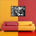 Ver imagem 4 de Quadro Decorativo Leão Abstrato Preto e Branco Animais Salas Decorações Interiores Com Moldura