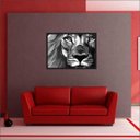 Ver imagem 2 de Quadro Decorativo Leão Abstrato Preto e Branco Animais Salas Decorações Interiores Com Moldura