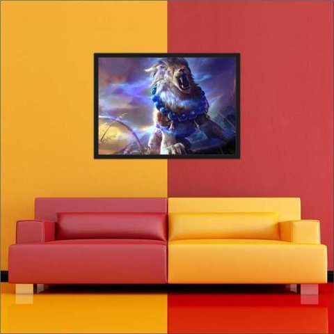 Quadro Decorativo Leão Abstrato Animais Salas Decorações Interiores Com Moldura