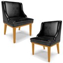 Ver imagem 1 de Kit 2 Poltronas Decorativas Base Fixa de Madeira Firenze Couríssimo Preto/Castanho - Gran Belo