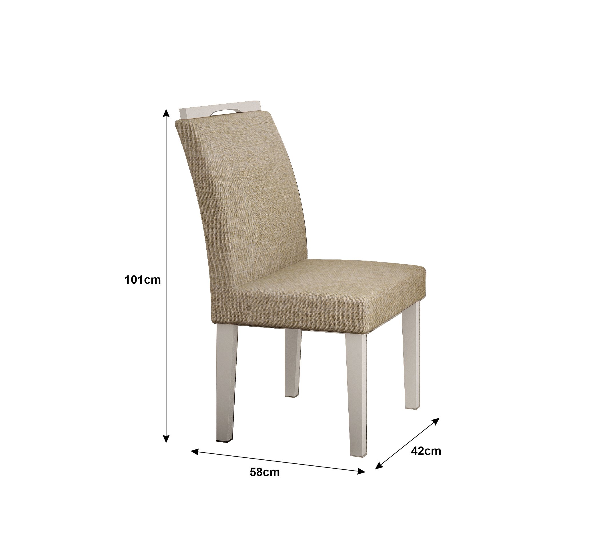 Conjunto Sala de Jantar Mesa Tampo MDF/Vidro Branco 6 Cadeiras Pampulha Leifer - 4
