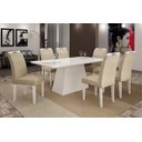 Ver imagem 1 de Conjunto Sala de Jantar Mesa Tampo Mdf/vidro Branco 6 Cadeiras Pampulha Leifer