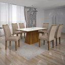 Ver imagem 1 de Conjunto Sala de Jantar Mesa Tampo Mdf/vidro Branco 6 Cadeiras Pampulha Leifer