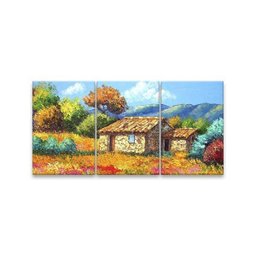 Quadro Decorativo 122x60 Sala Quarto Pintura Casinha Rústica - 1