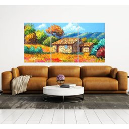 Quadro Decorativo 122x60 Sala Quarto Pintura Casinha Rústica - 5