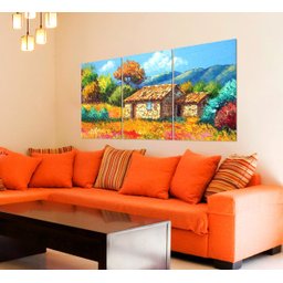 Quadro Decorativo 122x60 Sala Quarto Pintura Casinha Rústica - 4