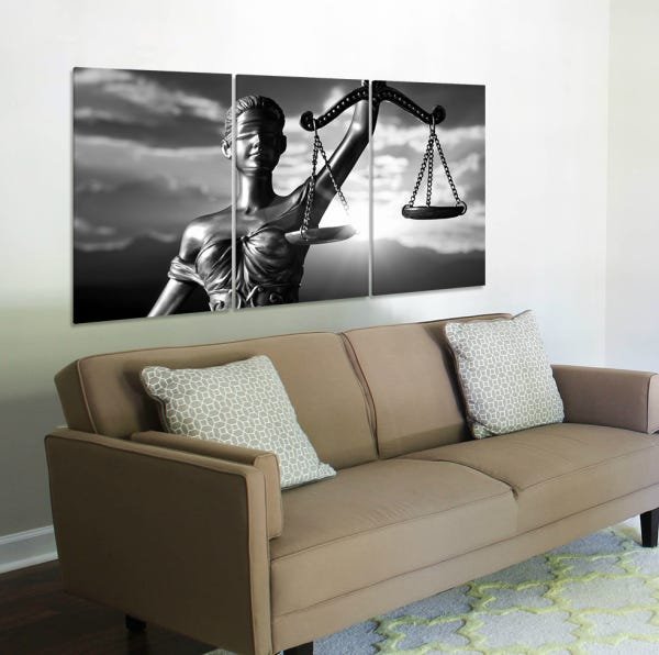 Quadro Decorativo 122x60 Sala Quarto Advocacia Themis P & B - 5