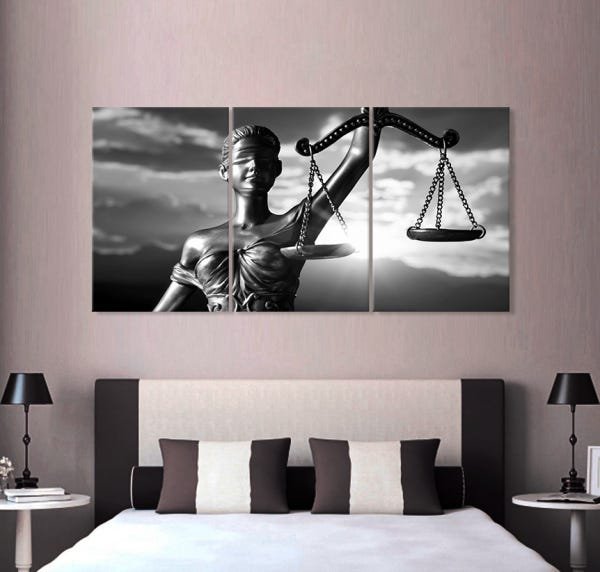 Quadro Decorativo 122x60 Sala Quarto Advocacia Themis P & B - 6