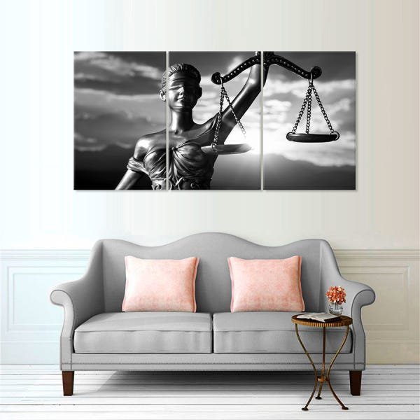 Quadro Decorativo 122x60 Sala Quarto Advocacia Themis P & B - 4