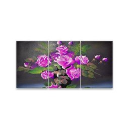 Quadro Decorativo 122x60 Sala Flores Rosas Choque Grande - 1