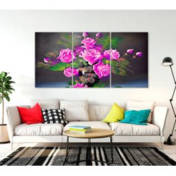 Quadro Decorativo 122x60 Sala Flores Rosas Choque Grande - 5