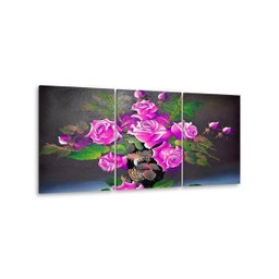 Quadro Decorativo 122x60 Sala Flores Rosas Choque Grande - 4