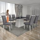 Ver imagem 7 de Conjunto Sala de Jantar Mesa Tampo Mdf/vidro Preto 6 Cadeiras Pampulha Leifer