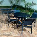 Ver imagem 4 de Mesa 90cm Sevilla Ripada Alumínio Área Externa Interna Jardim Preto