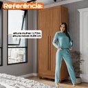 Ver imagem 5 de Guarda-Roupa Solteiro com 2 Portas 1 Gaveta e 4 Prateleiras Dubai Marrom Carvalho Tapajós