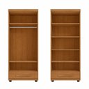 Ver imagem 4 de Guarda-Roupa Solteiro com 2 Portas 1 Gaveta e 4 Prateleiras Dubai Marrom Carvalho Tapajós