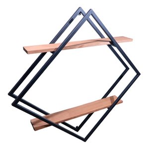 Prateleira Industrial Losango Nicho 106x106cm Preto:preto