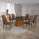 Ver imagem 7 de Conjunto Sala de Jantar Mesa Tampo Mdf/vidro Preto 6 Cadeiras Pampulha Leifer