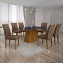 Ver imagem 1 de Conjunto Sala de Jantar Mesa Tampo Mdf/vidro Preto 6 Cadeiras Pampulha Leifer
