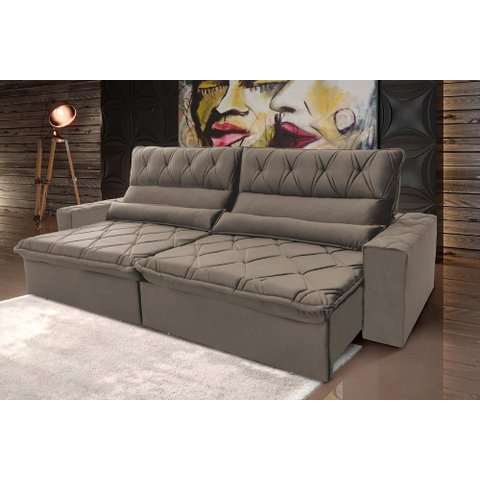 Sofá Retrátil/reclinável França 250cm Suede Velut com Molas no Assento - King House