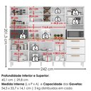 Ver imagem 3 de Kit Cozinha 8 Portas 3 Gavetas 242 cm Polar Branco Absoluto Zanz
