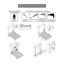 Kit Ferragens Cama Casal Vertical Retrátil de Parede - 4