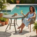 Ver imagem 3 de Mesa com Tampo Ripado em Alumínio (1m) - Cozinha, Edícula, Piscina Bege